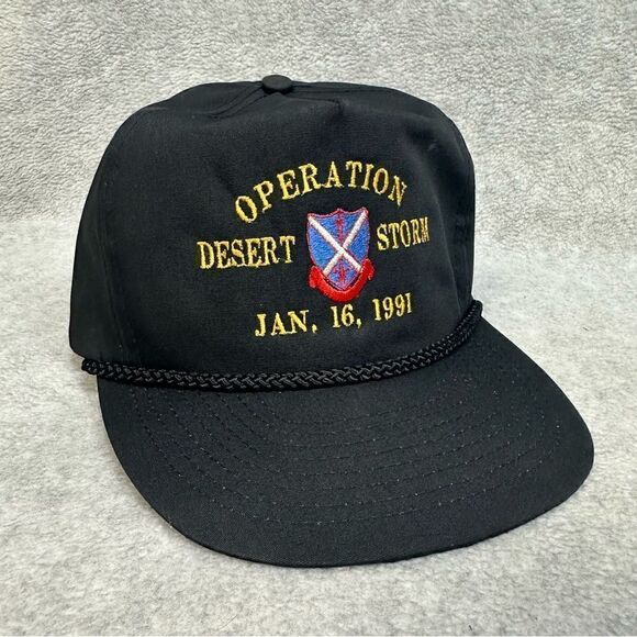 Operation Desert Storm Hat Adult OSFA Black 5 Panel SnapBack Rope Brim‎ Classic - Picture 1 of 10